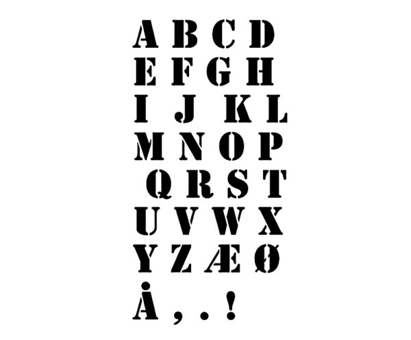 10 cm bogstaver - stencils skrifttypen