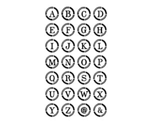 alfabet stencil bogstaver i cirkel