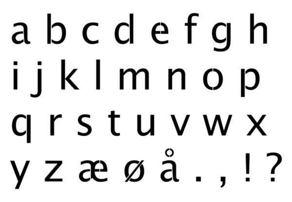 Alfabet skabelon med små bogstaver