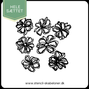 Sæt af 7 rustikke blomster stencils med tykkere streg, ideelle til gelli print og scrapbooking