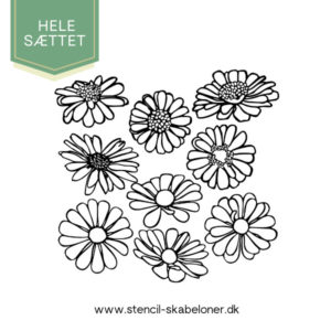 Håndtegnet blomster stencil i outline design, velegnet til gelli print, scrapbooking og malerier