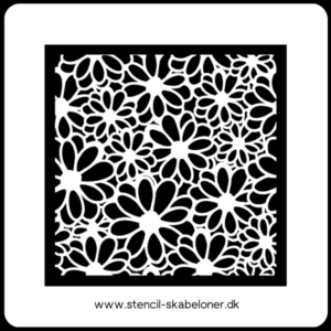 Billede af repeat pattern blomster stencil brugt til vægdekoration og DIY projekter