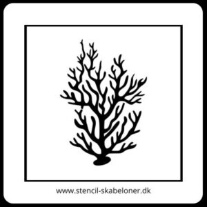 Stencil med åben havplante i grenform – til undervandstema og mixed media