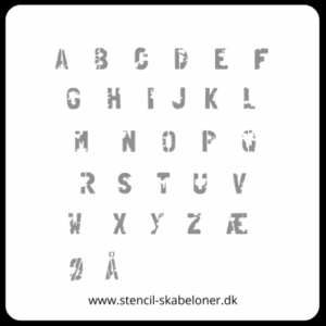 Store bogstaver i rustik stencil alfabet A–Å