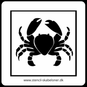 Krabbe stencil med hævede kløer – skabelon til maling og lav selv dekoration med havtema.