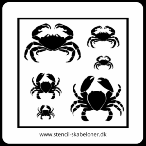 Krabbesæt stencil med to forskellige designs i tre størrelser – til maling og strandtema