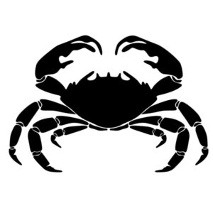 Naturtro stencil med krabbe – velegnet til strandtema og kreative projekter