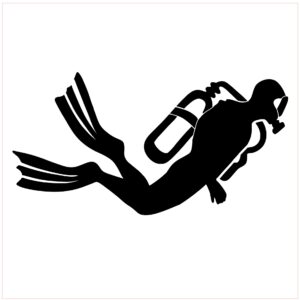 Dykker stencil i silhuet – velegnet til vægdekoration og kunst med undervandstema