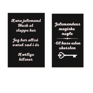 Eksempel på special designede stencils med juletekster og nøglemotiv – skåret i Mylar til kreative juleprojekter