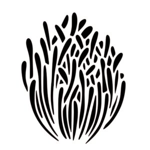 Søgræs stencil skabelon med tæt havplante motiv og organiske strå