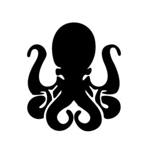 Symmetrisk blæksprutte stencil skabelon til maritim dekoration.
