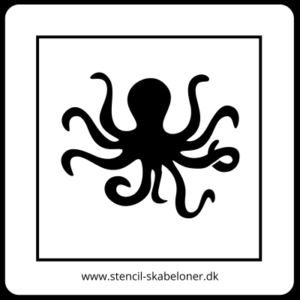 Stencil skabelon af blæksprutte med symmetrisk spredte arme.