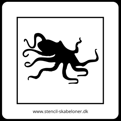 Stencil skabelon af en blæksprutte silhuet med snoede arme.